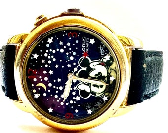 Get 50% Off! Vintage Lorus Musical Mickey and Minnie Stars and Moon Working Watch Playing “When You Wish Upon a Star,  NEW BATTERY, Rare