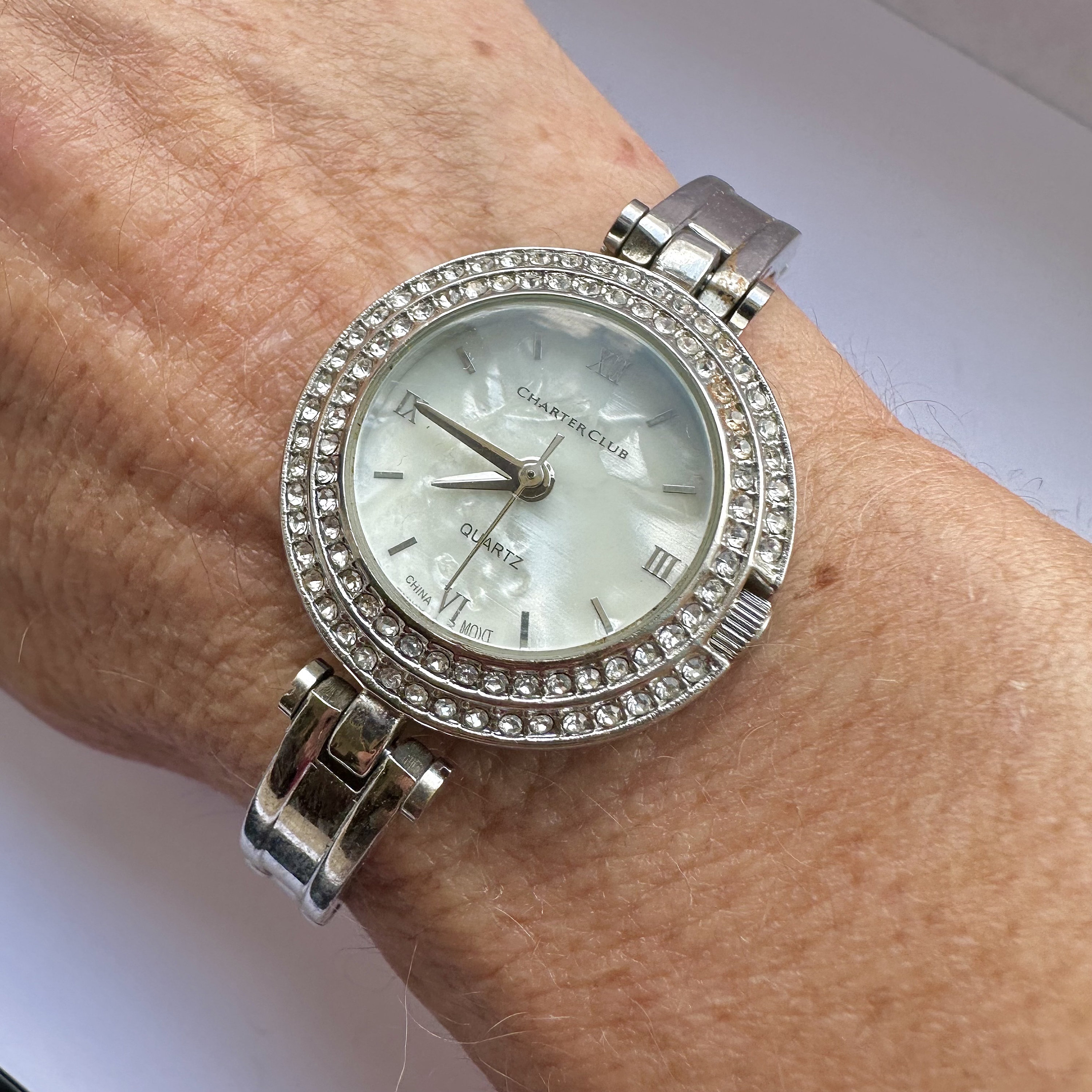 CHARTER CLUB Silver & Crystal Watch [JW-56] CHARTER CLUB Two-Tone Crystal Bracelet Watch... | Depop main image 2