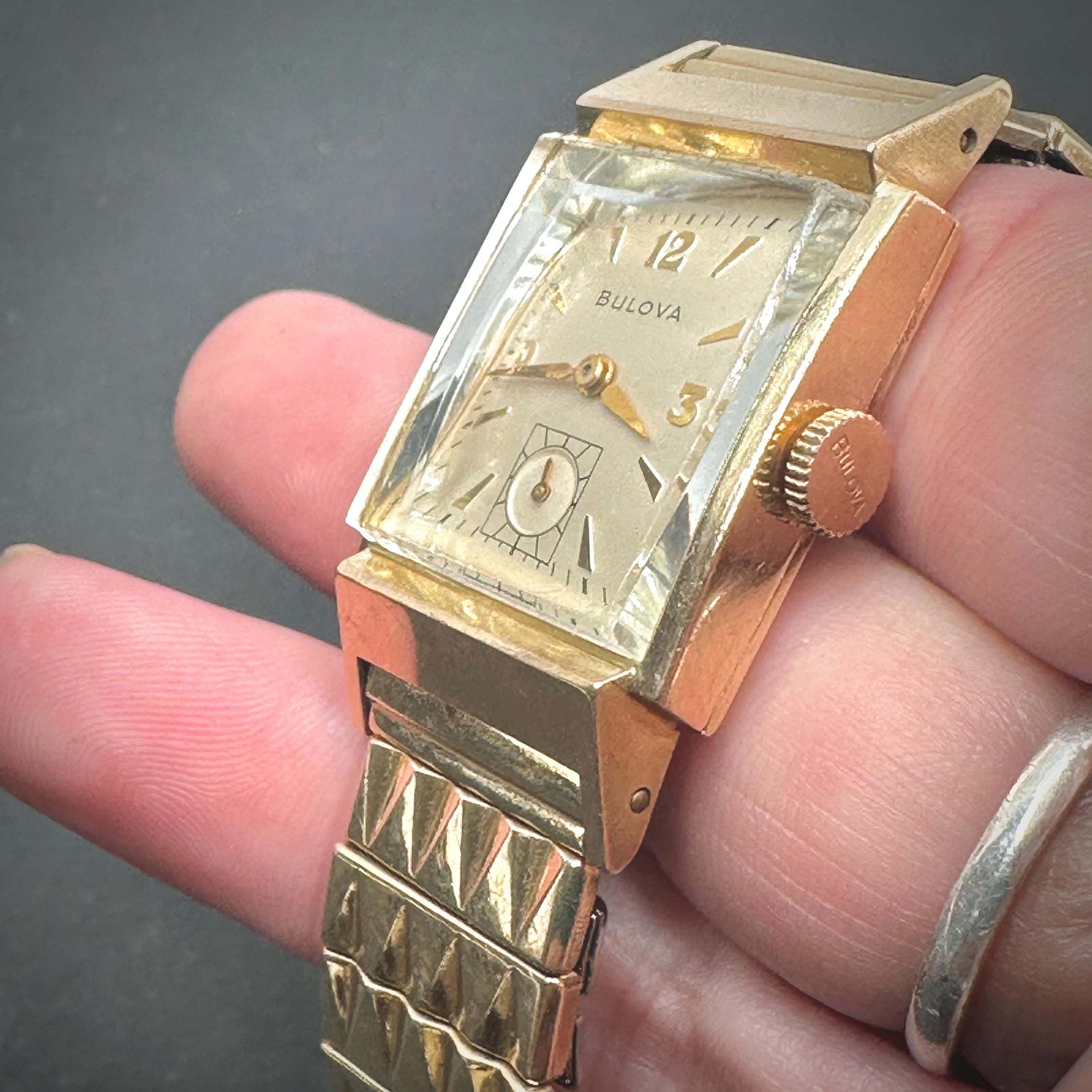 ヴィンテージ ブローバ 10Kイエローゴールド タンク クロノグラフ