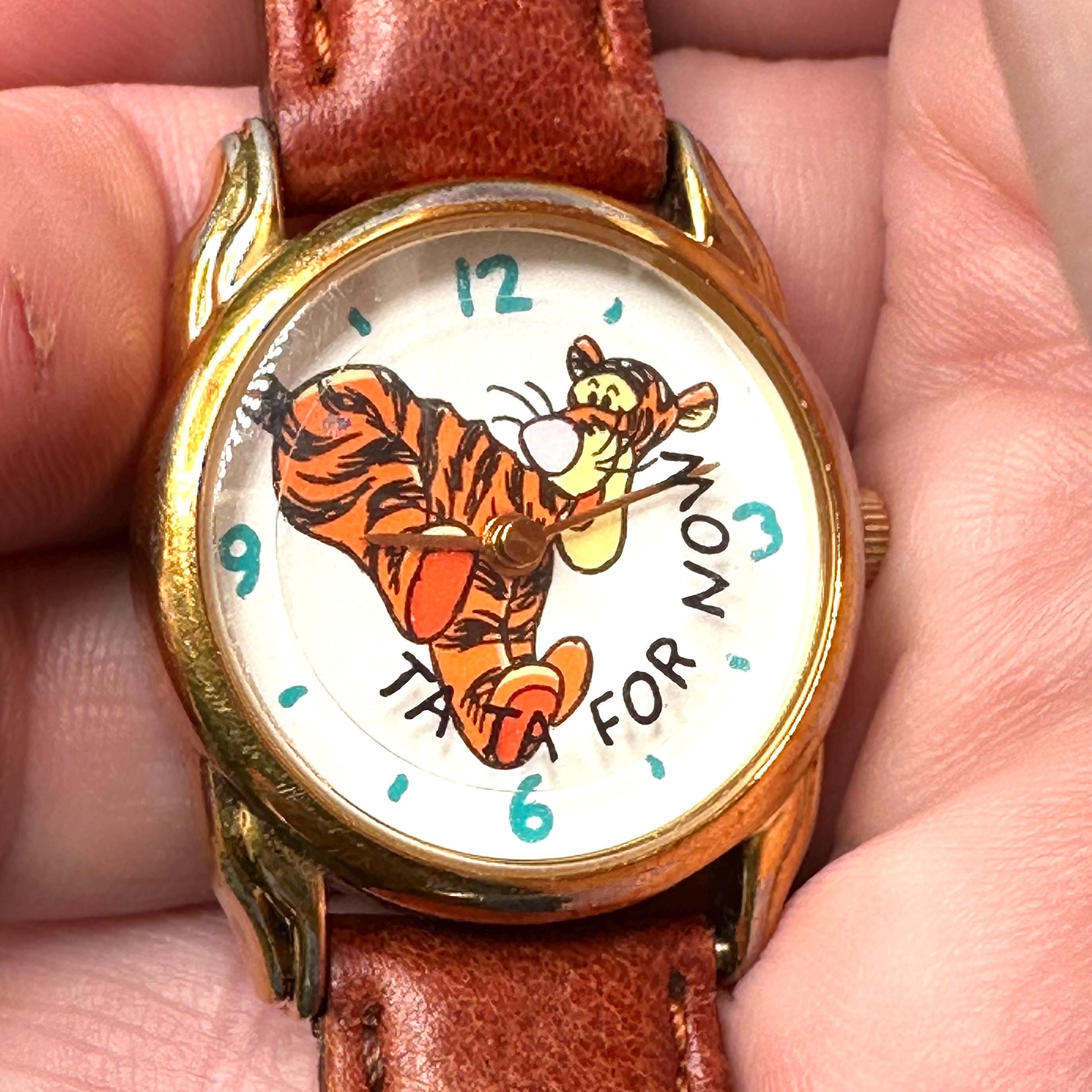 Vintage 90’s Tigger Watch - Checkered Leather Strap, Timex, New Battery - Disney 1990 main image 2