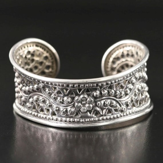 50% OFF! Vintage Samuel Benham Sterling Silver Floral Style Cuff