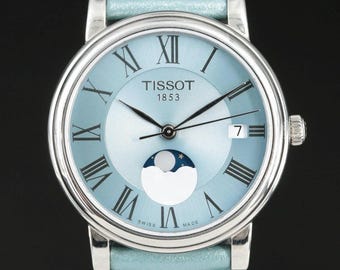 50% Off! Tissot T-Classic Carson Moonphase Working Watch, Blue, Mint, NEW CONDITION