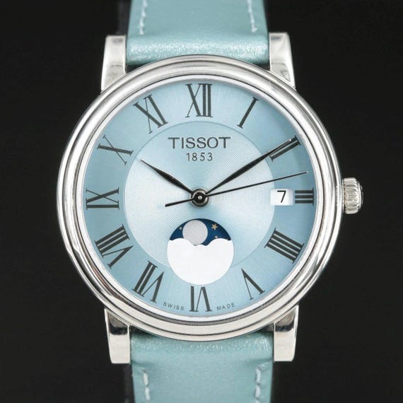 50% Off! Tissot T-Classic Carson Moonphase Working Watch, Blue, Mint, NEW  CONDITION