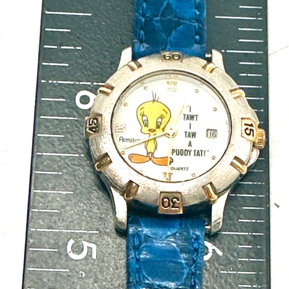 Vintage 1994 Tweety Bird Armitron Watch – Blue Leather Band  display picture 2