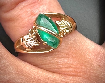 50% OFF! Vintage 10K Genuine Genuine Emerald Marquise Colman Co Ring, Size 7, Nice!