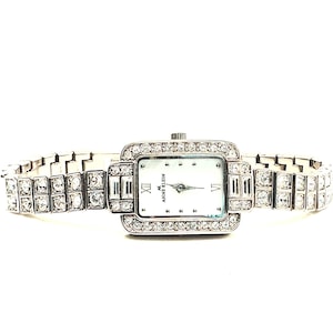 Orologio da donna vintage Anne Klein funzionante, batteria nuova, perfetto, Swarovski, regolabile da 7" a 7 1/2"