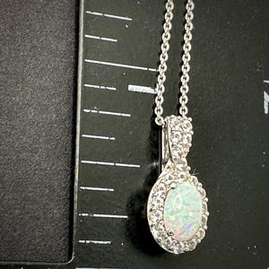 50% OFF! Opal and White Sapphire Sterling Silver Pendant Necklace, GIA Authenticated, Nice!