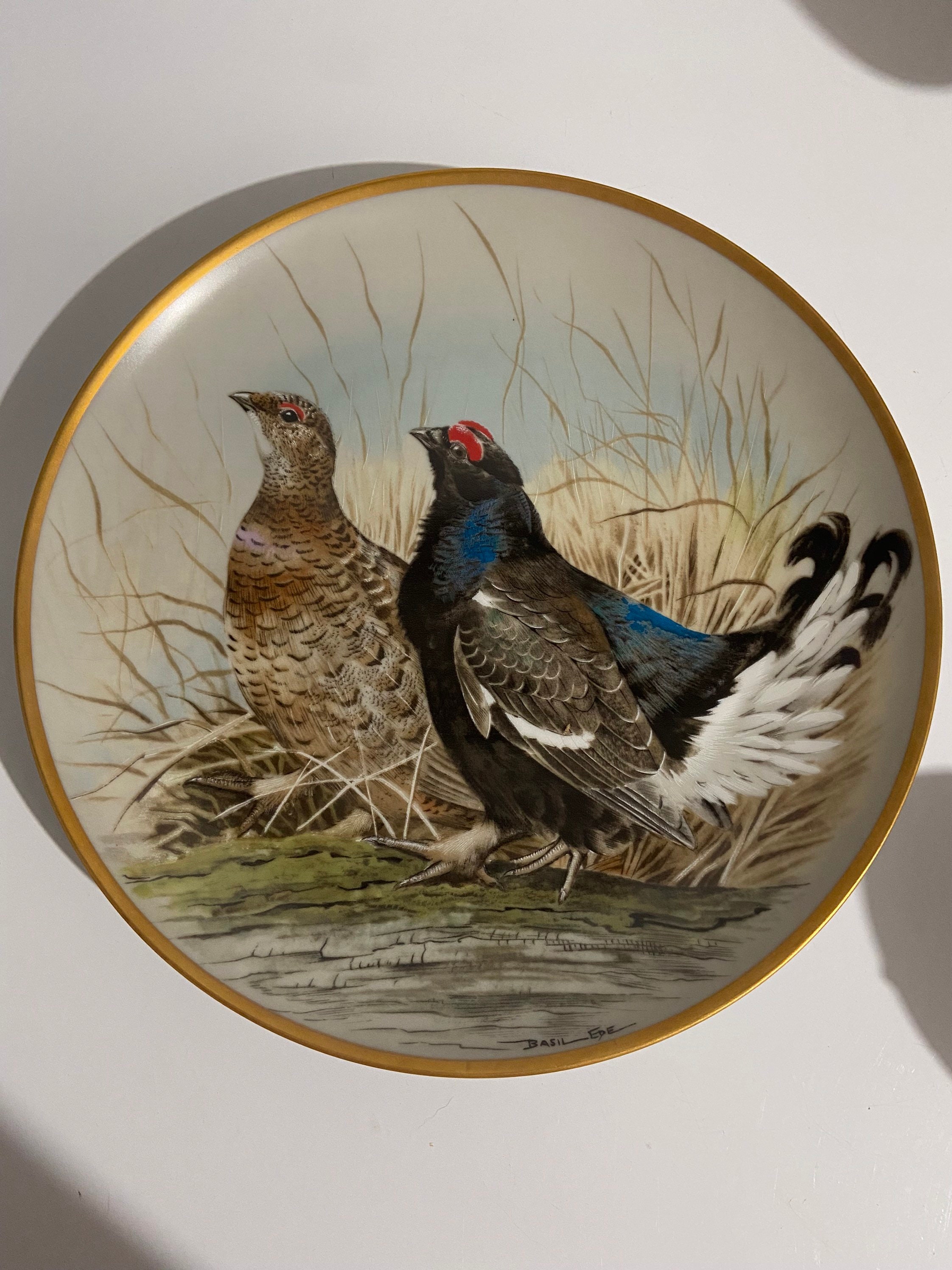  Hunting Scenes ブレッドアンドバター皿　黒壺 Gamebirds of the World- by Basil Ede- Franklin Porcelain, Franklin