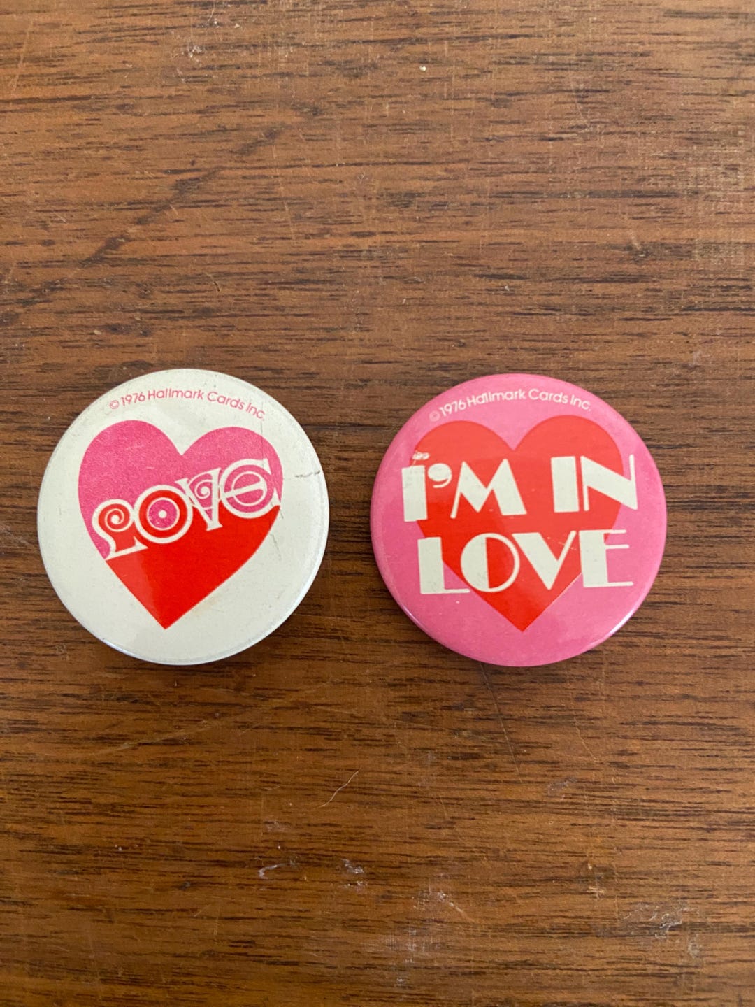 Vintage Collectible Pin Button: Two (2) Hallmark “love” and “i’m in ...