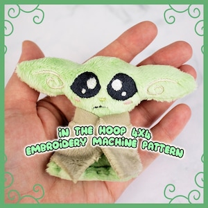 ITH Tiny Green Alien Plushie Embroidery Pattern | Adorable Alien Pattern the green Child In The Hoop | With Photo Tutorial,Beginner Friendly