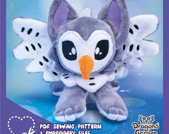 Griffin Plushie Sewing Pattern Plush Stuffed Animal Softie Plushie DIY Beginner Project PDF gryphon eagle lion with embroidery