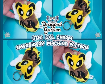 ITH Little Bee Charm Pattern | Mini Baby Bee Honeybee bumblebee Insect Plush Design In The Hoop | With Photo Tutorial, Beginner Friendly