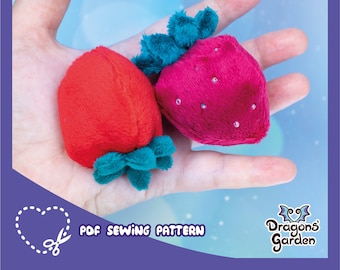 Strawberry Fruit Sewing Pattern Plush Stuffed delicious Softie Plushie DIY Beginner Project PDF Easy with Tutorial cute addition