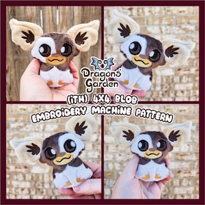 ITH Gizmo Blob Embroidery Pattern | Adorable furry bat monkey Plushie In The Hoop | With Photo Tutorial, Beginner Friendly