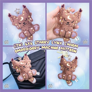 ITH Starry Lynx Charm Pattern | Adorable kitty wolf leopard tiger Plush In The Hoop | With Photo Tutorial, Beginner Friendly