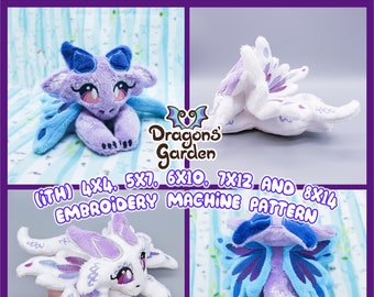 ITH Butterfly Dragoness Plushie Plush Embroidery Pattern | Adorable Dragon Gradient In The Hoop | With Photo Tutorial,Beginner Friendly