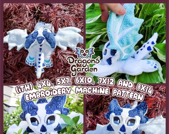 ITH Horned Dragon Spike Plushie Plush Embroidery Pattern | Adorable Dragon Applique In The Hoop | With Photo Tutorial,Beginner Friendly