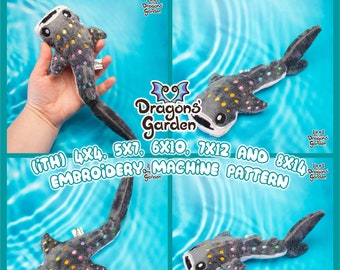 ITH Whale Shark Plush Embroidery Pattern | Adorable Rainbow Sea Rhincodon Typus Plush In The Hoop | With Photo Tutorial, Beginner Friendly