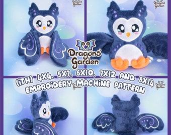 ITH Fairy Owl Plush Embroidery Pattern | Cute Chibi Bird Plush In The Hoop | With Photo Tutorial, Beginner Friendly