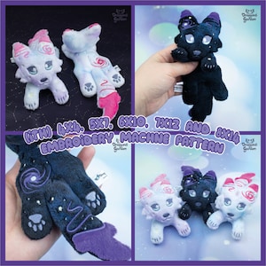 Peut inclure: Un ensemble de quatre peluches de loup en peluche avec des motifs sur le thème de la galaxie. Les peluches sont de différentes tailles, notamment 4x4, 5x7, 6x10, 7x12 et 8x14 pouces. Les peluches sont faites de tissu doux et pelucheux et ont des détails brodés. Les peluches sont parfaites pour se blottir ou comme un accent décoratif.