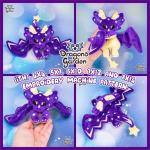ITH Constellation Dragoness Plushie Embroidery Pattern | Adorable Dragon Star In The Hoop | With Photo Tutorial, Beginner Friendly