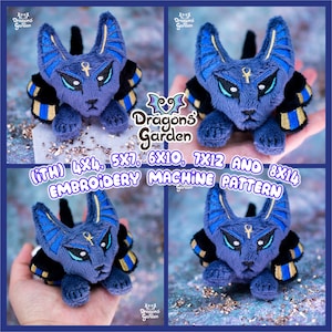 ITH Anubis Egyptian Jackal  Plushie Wolf Plush Embroidery Pattern | Adorable In The Hoop | With Photo Tutorial,Beginner Friendly