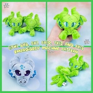 ITH Classic Dragons Plushie Patterns | Adorable Dragon Digital Embroidery Pattern In The Hoop | With Photo Tutorial, Beginner Friendly
