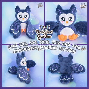 ITH Fairy Owl Plush Embroidery Pattern | Cute Chibi Bird Plush In The Hoop | With Photo Tutorial, Beginner Friendly