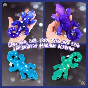 ITH Galaxy Gecko Plush Embroidery Pattern | Adorable Galaxy Lizard Gecko Star Plush In The Hoop | With Photo Tutorial, Beginner Friendly