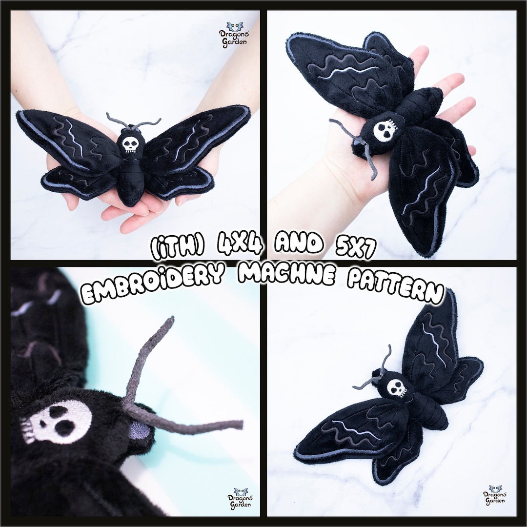 ITH Death Hawk Moth Plush Moth Plushie Pattern in the Hoop With Photo