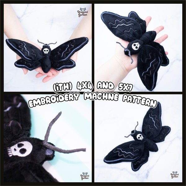 ITH Death Hawk Moth Plush | Moth Plushie Pattern In The Hoop | With Photo Tutorial, Beginner Friendly