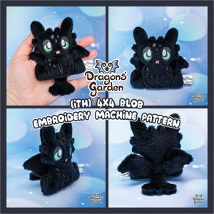 ITH Tiny Black Dragon Blob Embroidery Pattern | 4x4 In the Hoop Embroidery Machine Pattern | With Photo Tutorial, Beginner Friendly