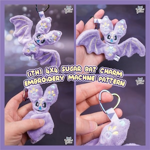 ITH Sugar Bat Charm Pattern | Adorable sweet sugar Bat In The Hoop | With Photo Tutorial, Beginner Friendly