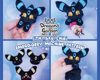 ITH Chibi Black Cat Pocket Monster | 4x4 In the Hoop Embroidery Machine Pattern | With Photo Tutorial, Beginner Friendly