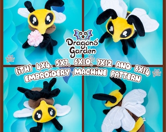 ITH Honey Bee Plush Embroidery Pattern | Baby Bee Honeybee Bumblebee Insect Plush Design In The Hoop | With Photo Tutorial,Beginner Friendly
