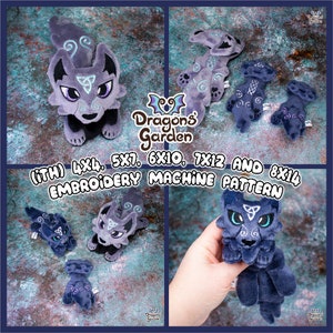 May include: Embroidery machine pattern for a plush wolf with a Celtic knot design. The pattern is available in sizes 4x4, 5x7, 6x10, 7x12, and 8x14 inches.