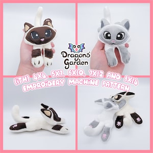 ITH Ragdoll Cat Plushie Embroidery Pattern | Adorable floppy kitty softie Plush In The Hoop | With Photo Tutorial, Beginner Friendly