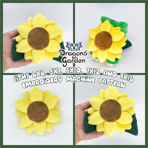 ITH Sunflower Plush Flower Pattern | Flower Rose Valentine Holiday In The Hoop | With Photo Tutorial, Beginner Friendly