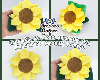 ITH Sunflower Plush Flower Pattern | Flower Rose Valentine Holiday In The Hoop | With Photo Tutorial, Beginner Friendly