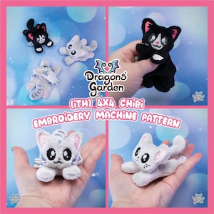 ITH Chibi Kitties | 4x4 In the Hoop Embroidery Machine Pattern | With Photo Tutorial, Beginner Friendly