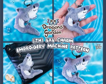 ITH Reef Shark Charm | 4x4 In the Hoop Embroidery Machine Pattern | With Photo Tutorial, Beginner Friendly