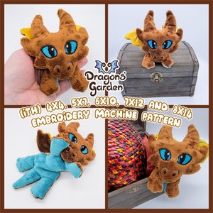 ITH Dragon Plush spikey Digital Embroidery Pattern In The Hoop | With Photo Tutorial,Beginner Friendly | Dragon softie diy cute plush