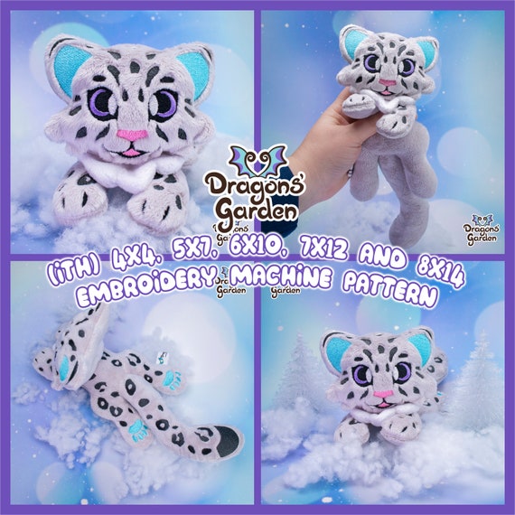 ITH Snow Leopard Plush Embroidery Pattern | Adorable Cat Panther Lion Snow Tiger In The Hoop | With Photo Tutorial, Beginner Friendly