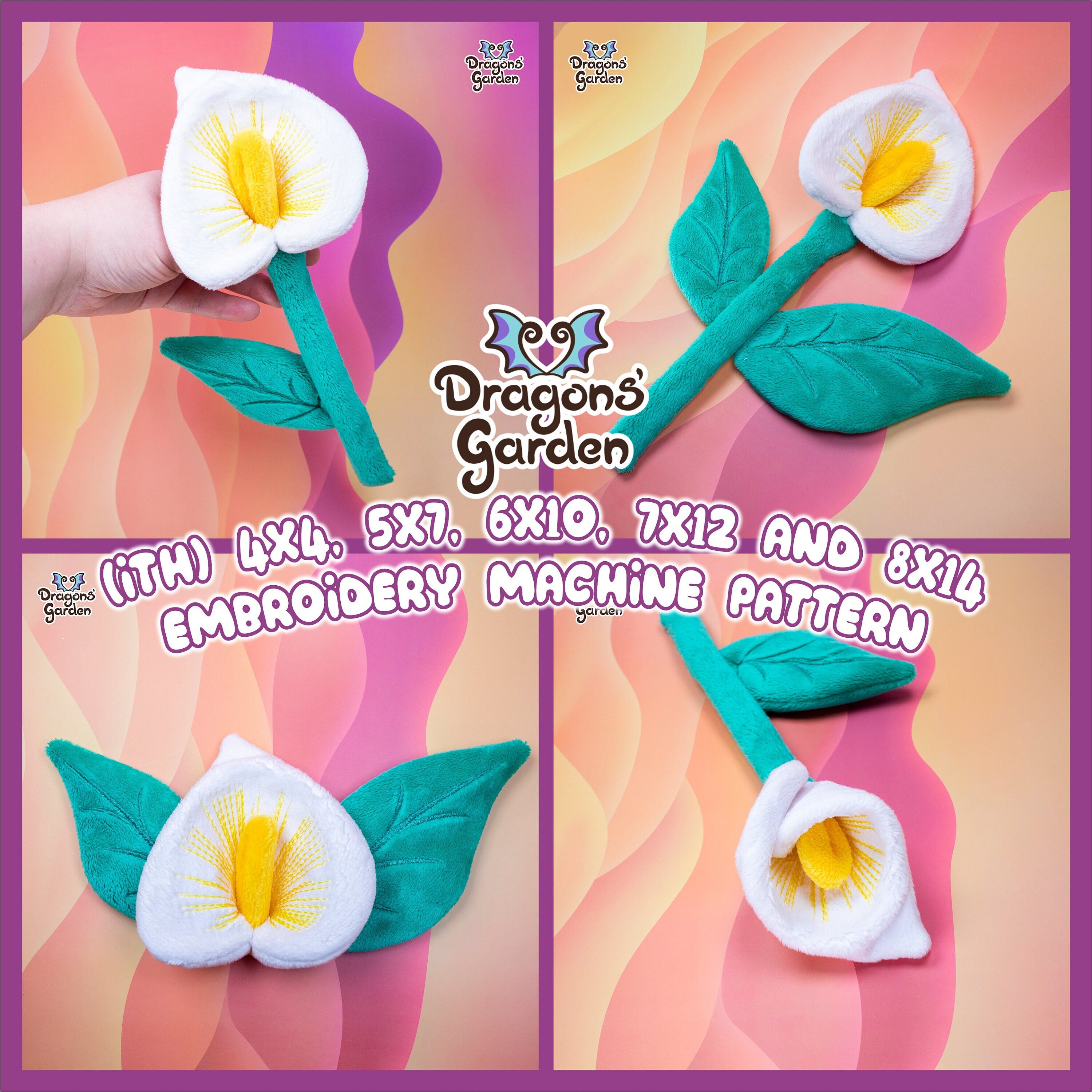 ITH Calla Lily Plush Flower Pattern | Lily Flower bloom spring bouquet Plant In The Hoop | With Photo Tutorial, Beginner Friendly