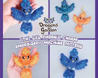 ITH Phoenix Charm Pattern | Adorable Legendary Fire Bird Plush In The Hoop | With Photo Tutorial, Beginner Friendly