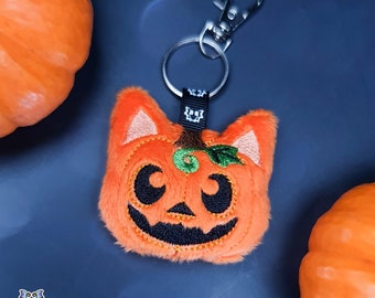 ITH Halloween Pumpkin Cat Charm (Embroidery File 4x4) | 4x4 In the Hoop Embroidery Machine Pattern | With Photo Tutorial, Beginner Friendly