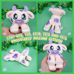 ITH Cow Plushie Embroidery Pattern | Adorable Cattle Calf Plush In The Hoop | With Photo Tutorial, Beginner Friendly
