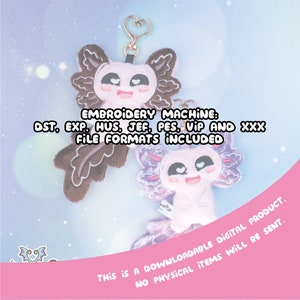 Axolotl Keychain - Soft Squishy Rubber Salamander Key Ring, Kawaii Cute Pink White Yellow Black (Random Color)