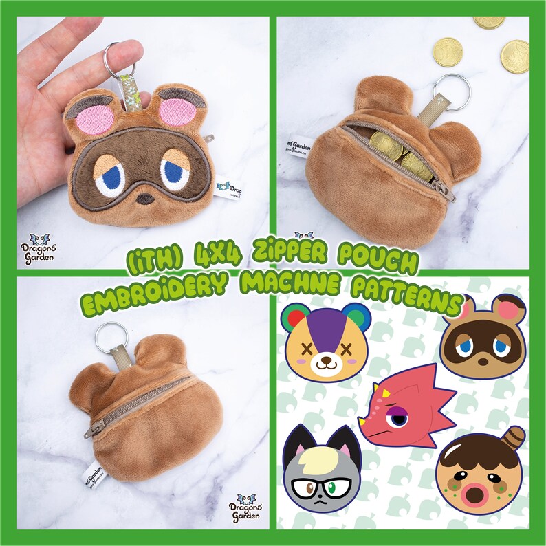 ITH Zipper Pouch Animal Crossing Embroidery Pattern 4x4 Etsy