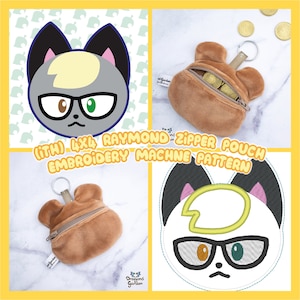 ITH Raymond Reißverschluss Pouch Charm Stickmuster | Süße Katze Diy Geldbörse In The Hoop | Mit Foto-Tutorial, Anfängerfreundlich